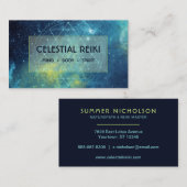 Nebula Galaxy Moderne Waterverf | Reiki Holistic Visitekaartje (Voorkant / Achterkant)
