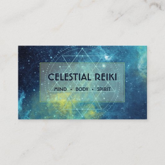 Nebula Galaxy Moderne Waterverf | Reiki Holistic Visitekaartje (Voorkant)