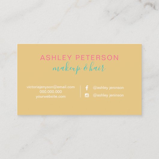Nebula goud marmeren haar make-up typografie visitekaartje (Achterkant)