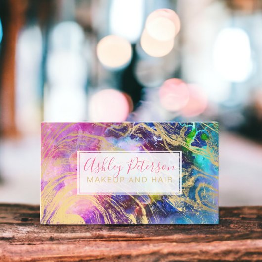 Nebula goud marmeren haar make-up typografie visitekaartje
