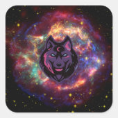Nebula Guardian – Celestial Wolf Visie Vierkante Sticker (Voorkant)