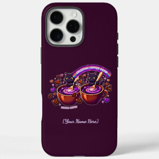 Nebula Hemels Koffie Katten Schattig Paars  iPhone 16 Pro Max Hoesje