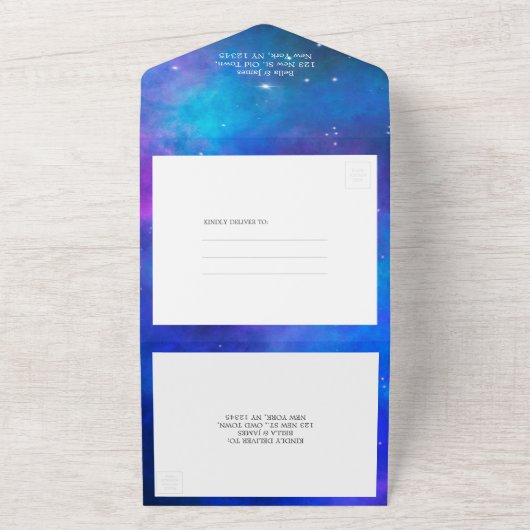 Nebula Interstellar All-in-One Weddenschap All In One Uitnodiging (Buitenkant)