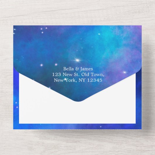 Nebula Interstellar All-in-One Weddenschap All In One Uitnodiging (Achterkant)