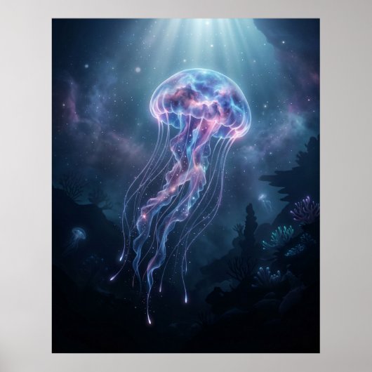 Nebula Jellyfish Cosmic Ocean Poster (Voorkant)