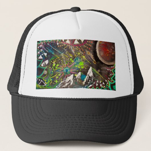"Nebula" — MikeHooper Custom Trucker Hat-$22,45 Pet (Voorkant)