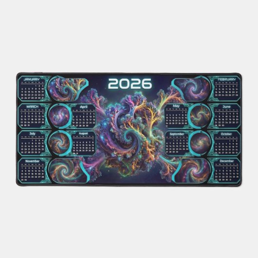 Nebula Nexus Command Mat – 2026 Galaxy Calendar (Voorkant)