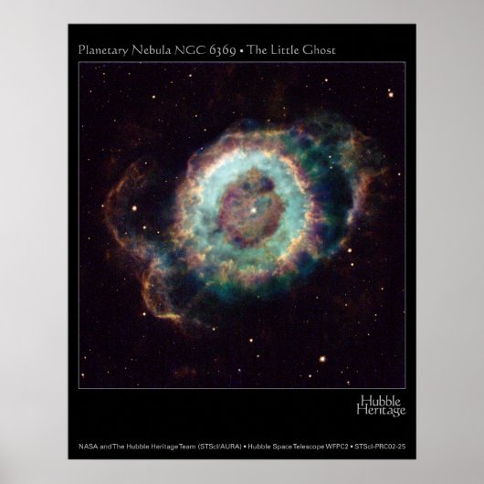 Nebula NGC 6369 The Little Ghost Hubble Telescope Poster (Voorkant)