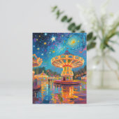 Nebula Night Carousel - Van Gogh geïnspireerde kun Briefkaart (Staand voorkant)