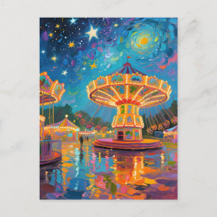 Nebula Night Carousel - Van Gogh geïnspireerde kun Briefkaart