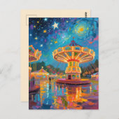Nebula Night Carousel - Van Gogh Inspired Art Briefkaart (Voorkant / Achterkant)
