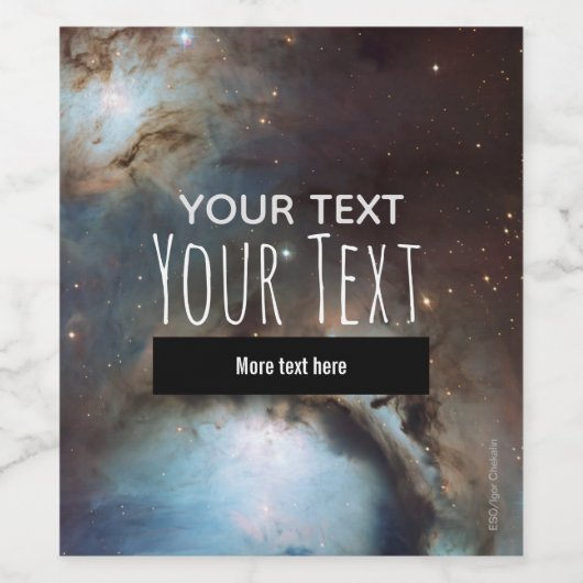 Nebula Orion Astronomie blue beige sky sterren Wijn Etiket (Enkel label)