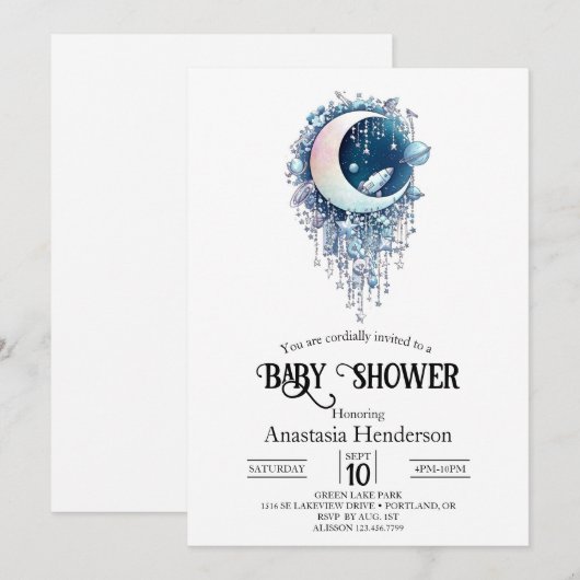 Nebula Outerspace Stars Baby shower Kaart (Voorkant / Achterkant)