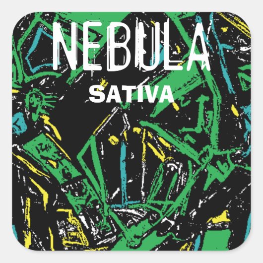 NEBULA SATIVA VIERKANTE STICKER (Voorkant)