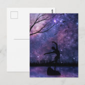 Nebula Sky Dancer Silhouette - Paars en roze Briefkaart (Voorkant / Achterkant)