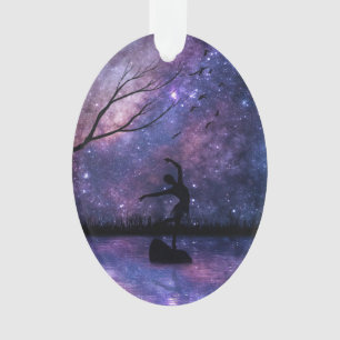 Nebula Sky Dancer Silhouette - Paars en roze Ornament
