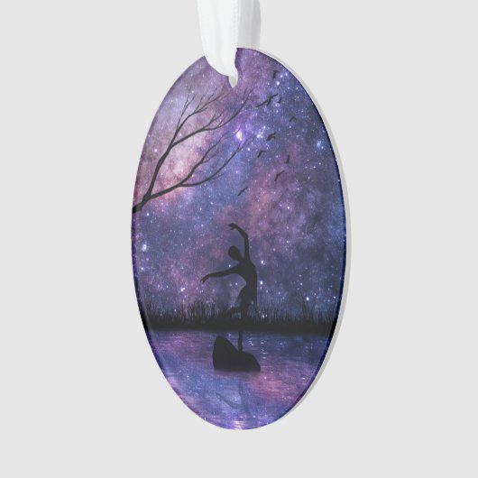 Nebula Sky Dancer Silhouette - Paars en roze Ornament (voorkant)