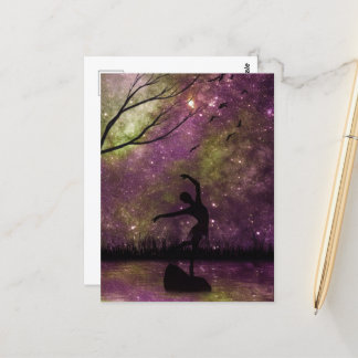 Nebula Sky Dancer Silhouette - Roze en Geel Briefkaart