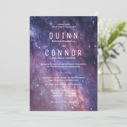 Nebula Space Cosmos bruiloft uitnodiging (Staand voorkant)
