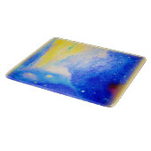 Nebula Stars Blue, Yellow and Milky White. Bestel Snijplank (Hoek)