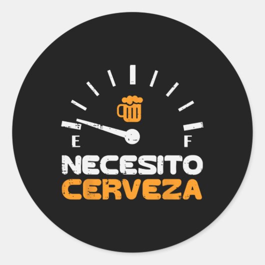 Necesito Cerveza Grappig Mexicaans Spaans Cinco De Ronde Sticker (Voorkant)