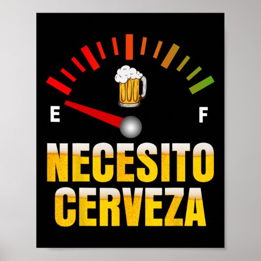 Necesito Cerveza Ik heb bier nodig in het Spaans M Poster (Voorkant)