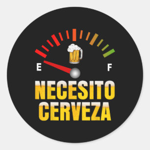 Necesito Cerveza Ik heb bier nodig in het Spaans M Ronde Sticker