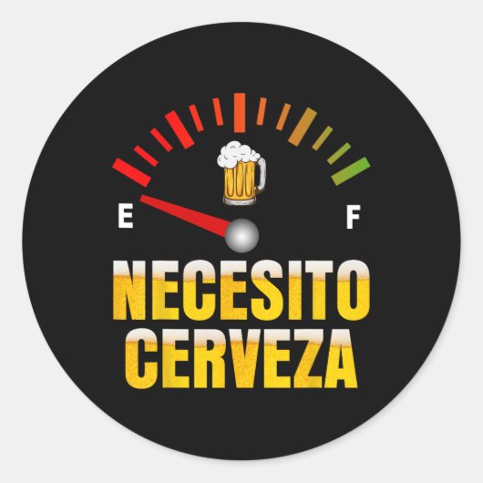 Necesito Cerveza Ik heb bier nodig in het Spaans M Ronde Sticker (Voorkant)