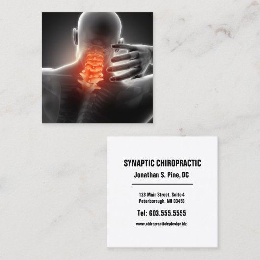 Neck Pain Photo Graphic Square Chiropractic Vierkante Visitekaartje (Voorkant / Achterkant)
