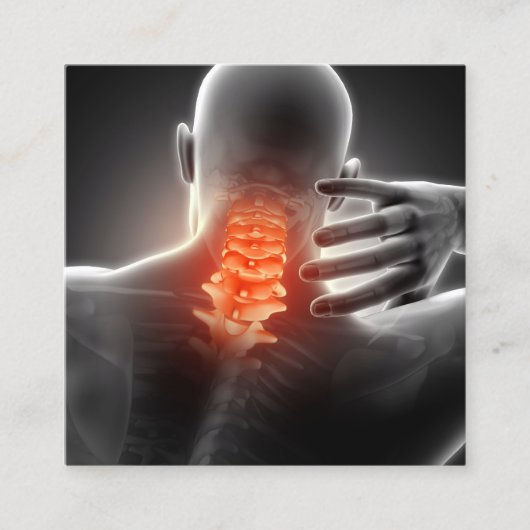 Neck Pain Photo Graphic Square Chiropractic Vierkante Visitekaartje (Voorkant)