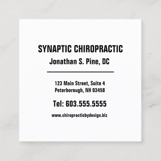 Neck Pain Photo Graphic Square Chiropractic Vierkante Visitekaartje (Achterkant)