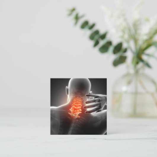 Neck Pain Photo Graphic Square Chiropractic Vierkante Visitekaartje (Staand voorkant)