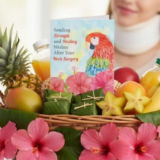 Neck Surgery Healing Scarlet Macaws, Hibiscus Kaart