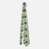Neck tie with a tropical leaf pattern stropdas (Achterkant)