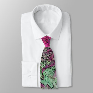 NECKTIE/ABSTRACT/PLUM, PINK, GROEN EN GEEL STROPDAS