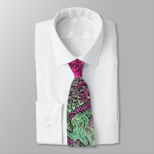 NECKTIE/ABSTRACT/PLUM, PINK, GROEN EN GEEL STROPDAS (Gebonden)