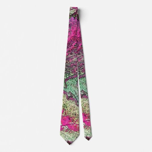 NECKTIE/ABSTRACT/PLUM, PINK, GROEN EN GEEL STROPDAS (Voorkant)