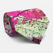NECKTIE/ABSTRACT/PLUM, PINK, GROEN EN GEEL STROPDAS (Opgerold)