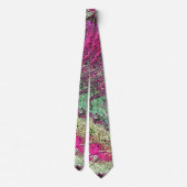 NECKTIE/ABSTRACT/PLUM, PINK, GROEN EN GEEL STROPDAS (Achterkant)