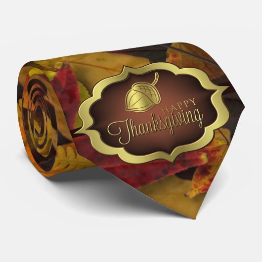 Necktie - Autumnal Happy Thanksgiving Stropdas (Opgerold)