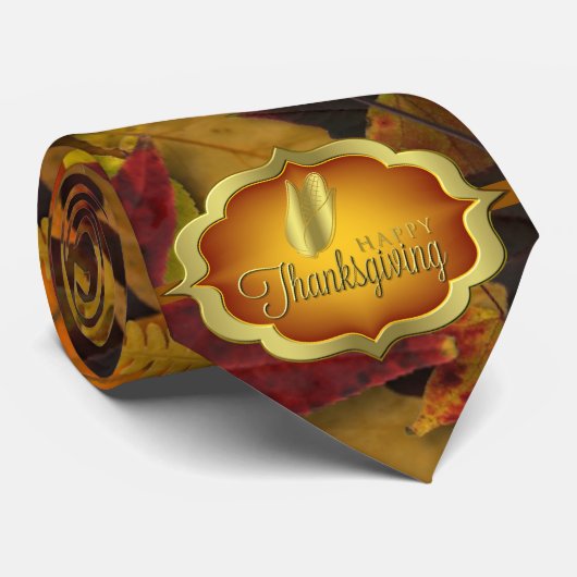 Necktie - Autumnal Happy Thanksgiving Stropdas (Opgerold)