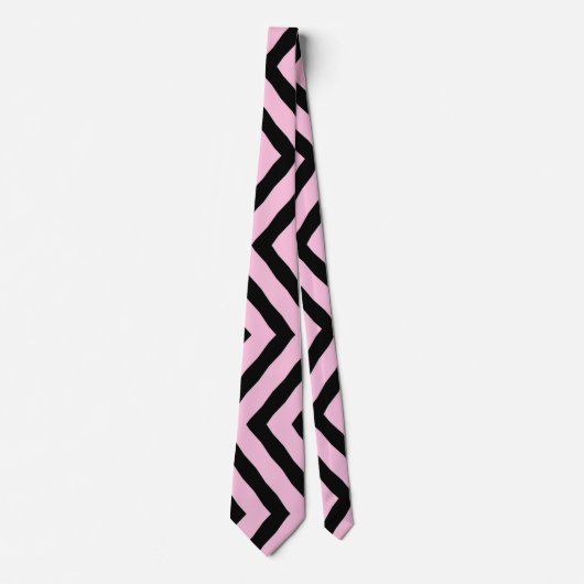 Necktie Buddy Black Pink Zig Zag Pattern Stropdas (Voorkant)