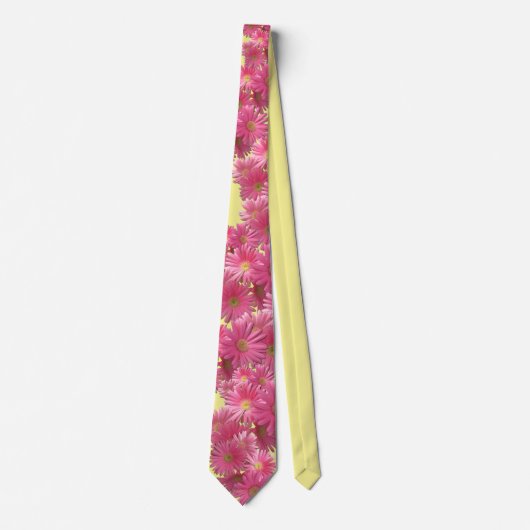 Necktie - Donkerroze Gerbera Daisies Stropdas (Voorkant)
