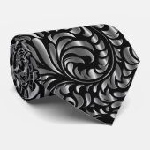 Necktie - Drama in Black en Silver Stropdas (Opgerold)