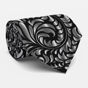 Necktie - Drama in Black en Silver Stropdas