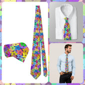 NECKTIE - Flowers in Rainbow Colors Stropdas