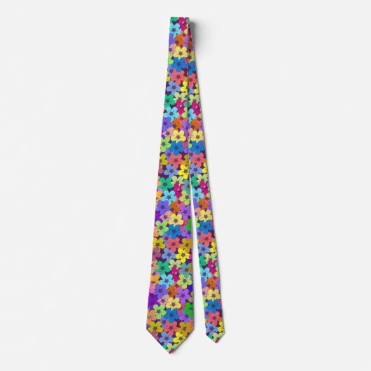 NECKTIE - Flowers in Rainbow Colors Stropdas (Voorkant)