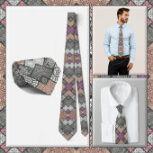 NECKTIE - Grijs-bruin-wit Mandala Design Stropdas
