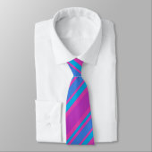 Necktie: Magenta, Paars, Turquoise Blue Stripes Stropdas (Gebonden)