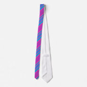 Necktie: Magenta, Paars, Turquoise Blue Stripes Stropdas (Achterkant)